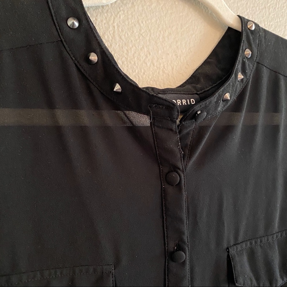 Torrid Black Studded Sheer Tank Top Blouse 1 1X - Picture 2 of 2